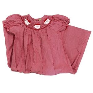 L1. Classic Whimsy Santa Smocked Christmas Dress Gingham